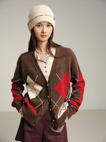 Pattern Knit Cardigan | Brown Multi