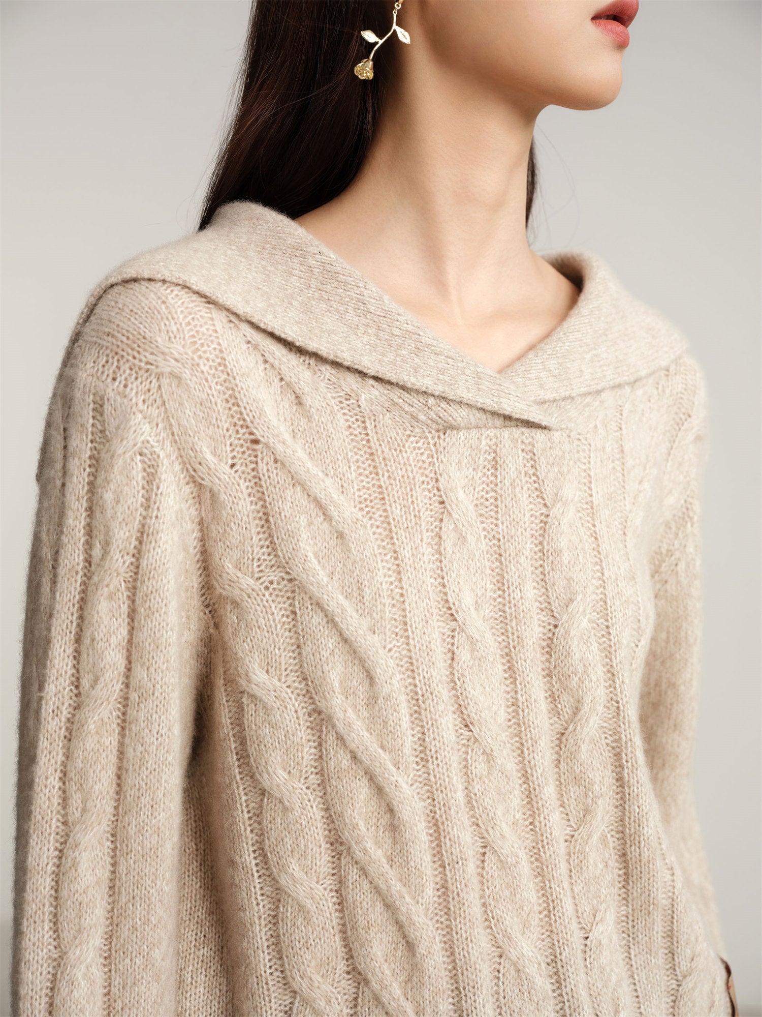 Knitted Pullover Sweater | Beige