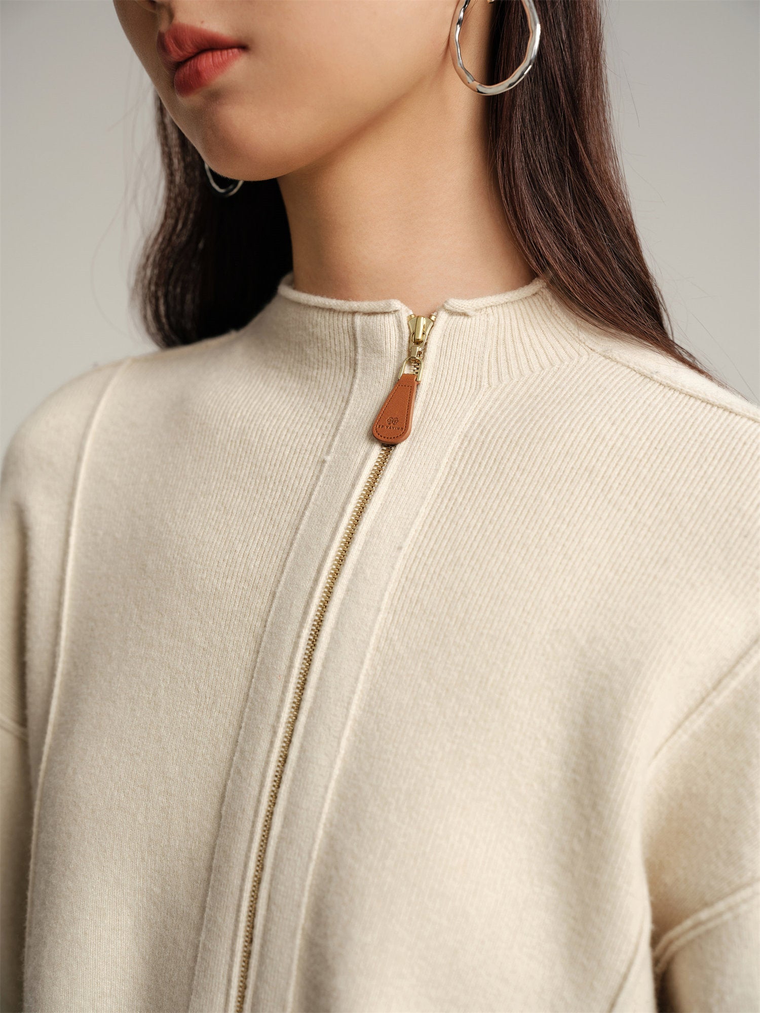 Batwing Sleeve Zippered Jacket | White