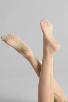 Cut and curled neon seamed stockings - 20D - Les Coquetteries | Green