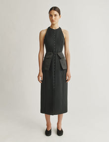 Womens | The Albers Dress in Structured Wool-Silk | Black