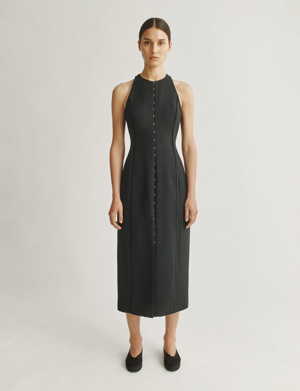 Womens | The Albers Dress in Structured Wool-Silk | Black