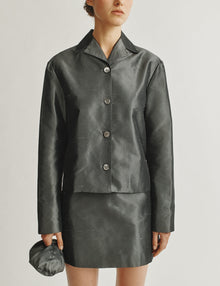 Womens | The Barrett Jacket In Silk Shantung | Charcoal