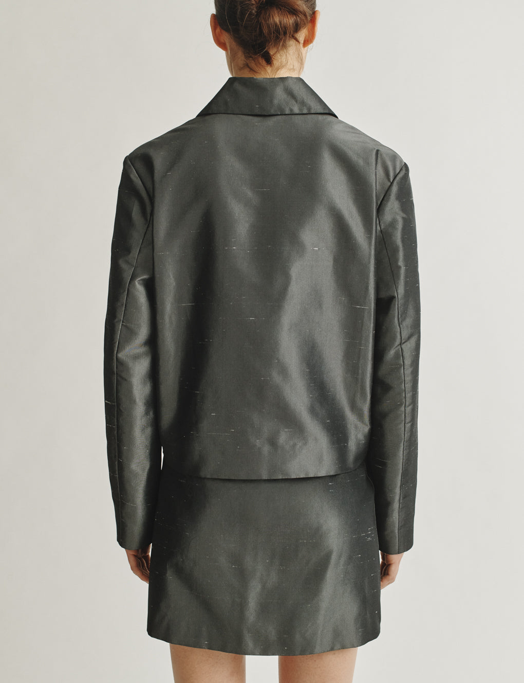 Womens | The Barrett Jacket In Silk Shantung | Charcoal