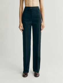 Womens | The Drop-Pocket Trousers in Striated Cotton | Midnight