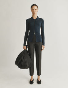 Womens | The Zip-Up Polo in Viscose | Navy