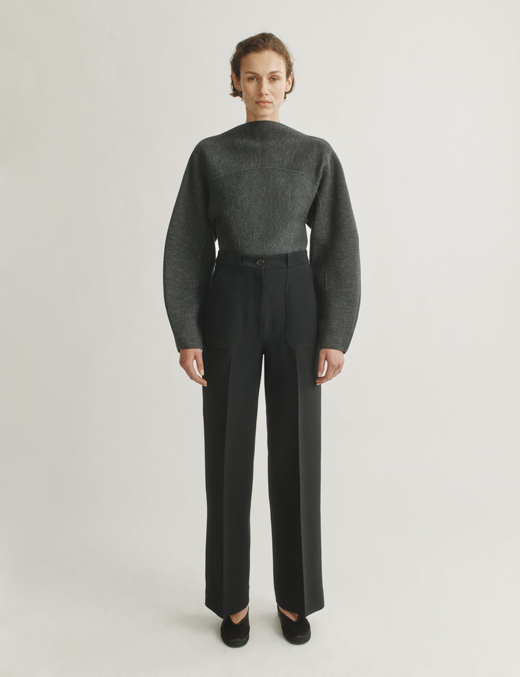 Womens | The Enzo Sweater in Wool-Silk Melange | Anthracite