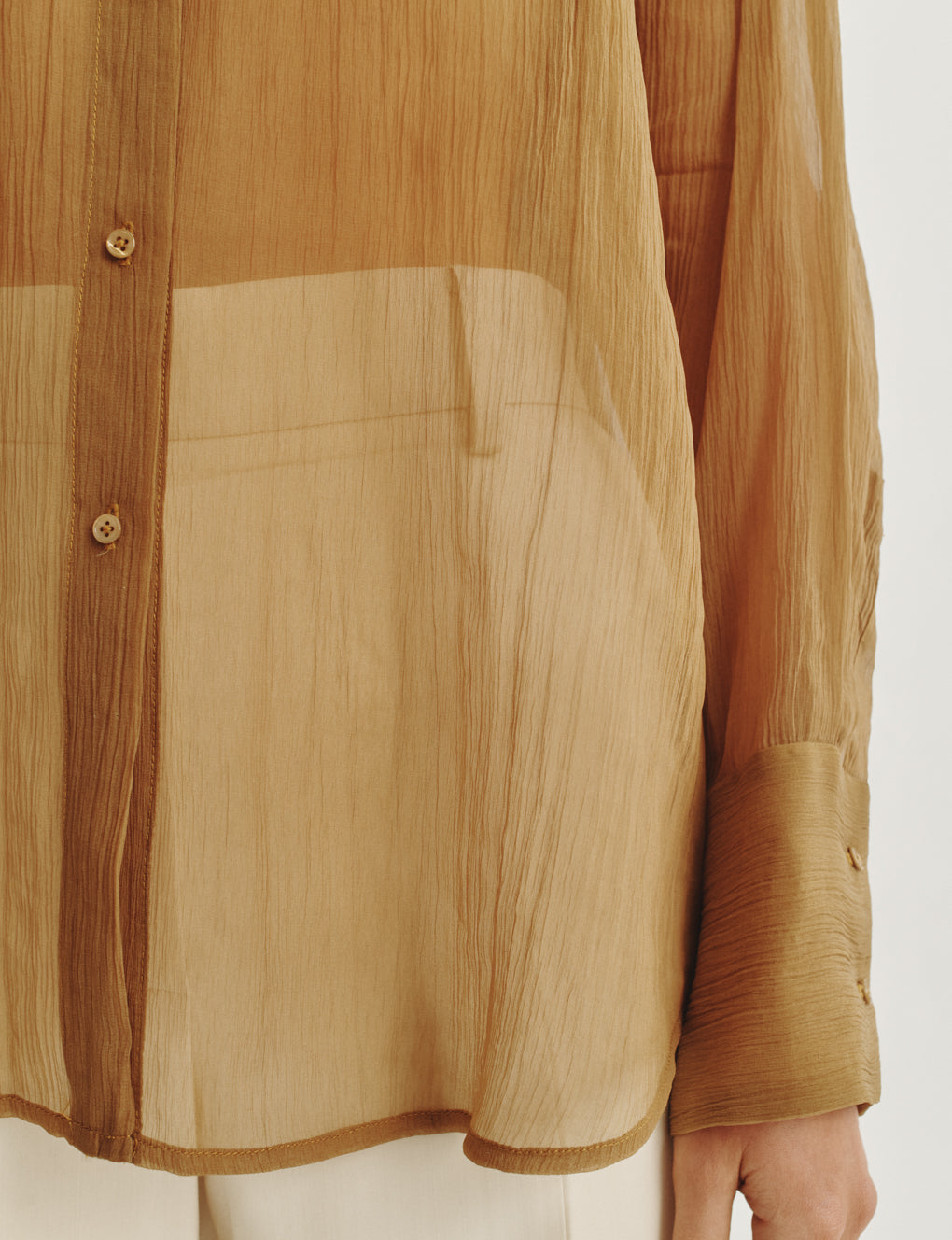 Womens | The Oversized Shirt in Starched Chiffon | Bronze