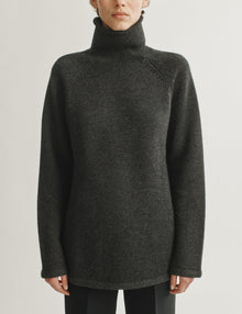 Womens | The Slouch Turtleneck in Wool and Silk | Charcoal