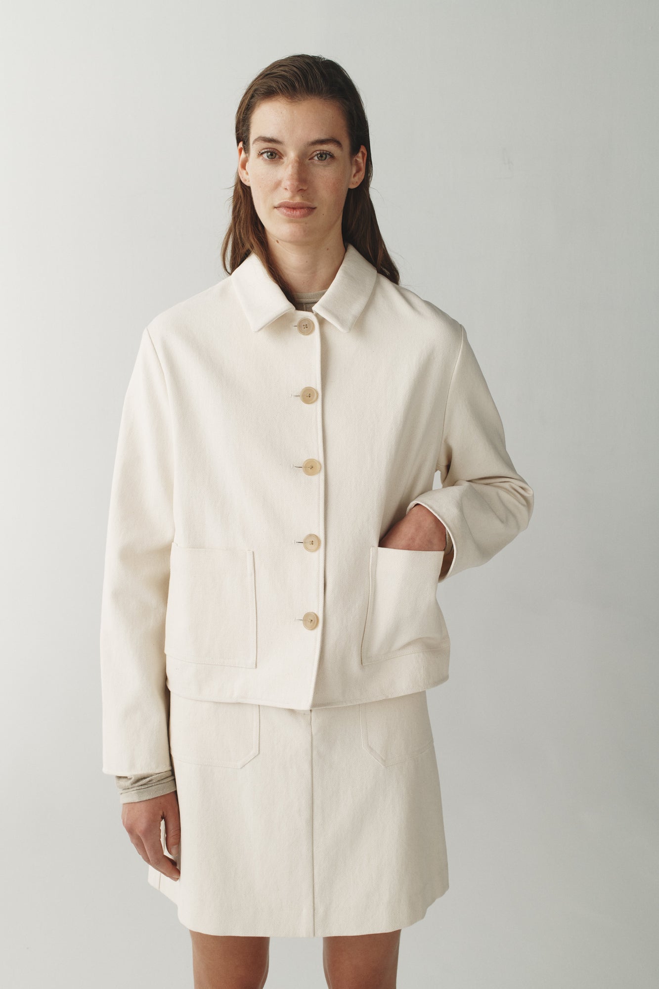 Womens | The Quarry Jacket in Washed Canvas | Chalk