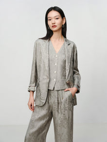 Linen Jacquard Jacket | Grey
