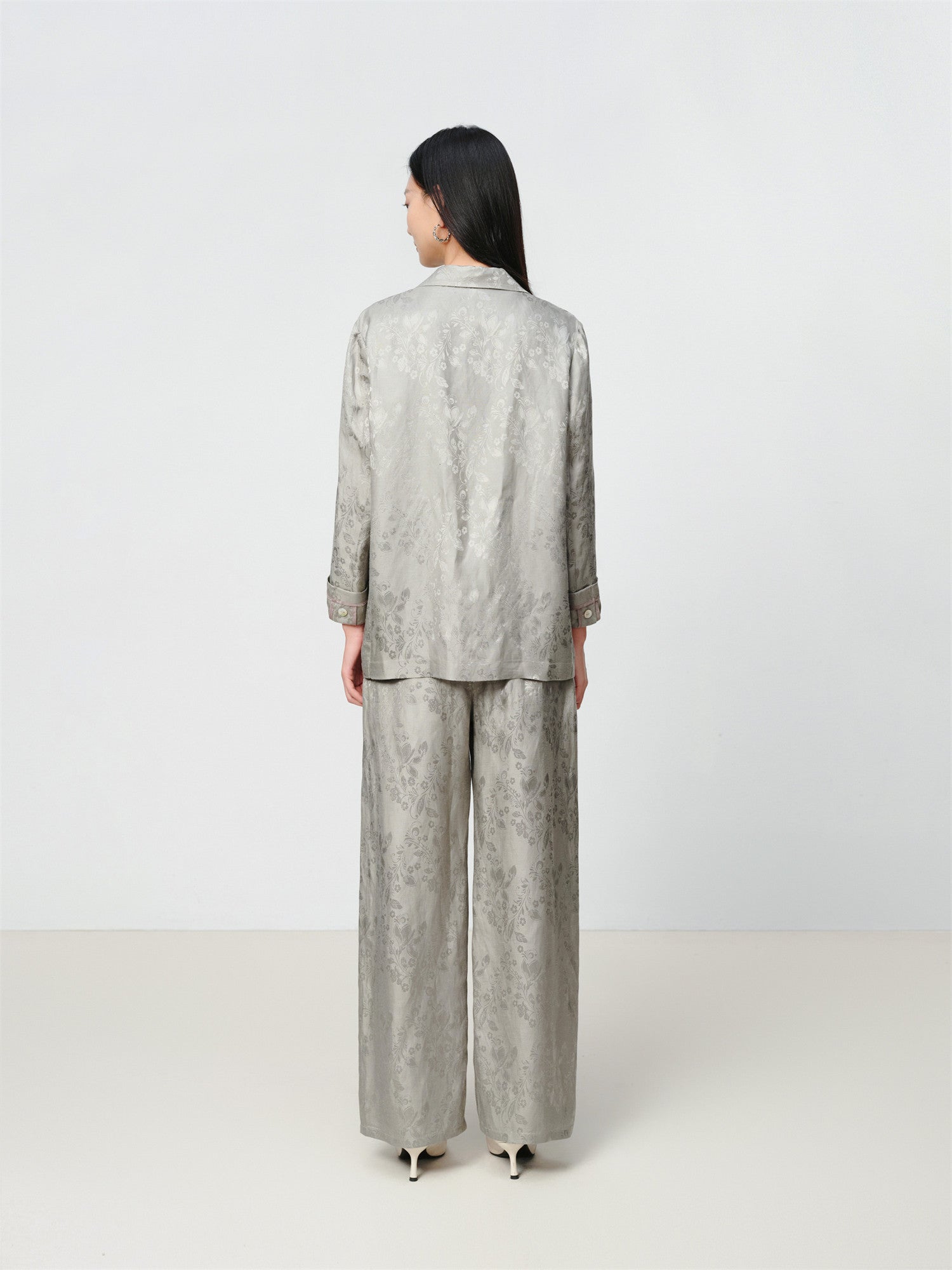 Linen Jacquard Jacket | Grey