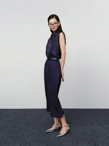 Straight-Cut Acetate Midi Skirt | Navy