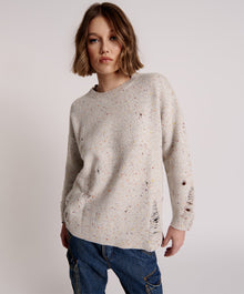 Distressed Fisherman Knit Sweater | Natural