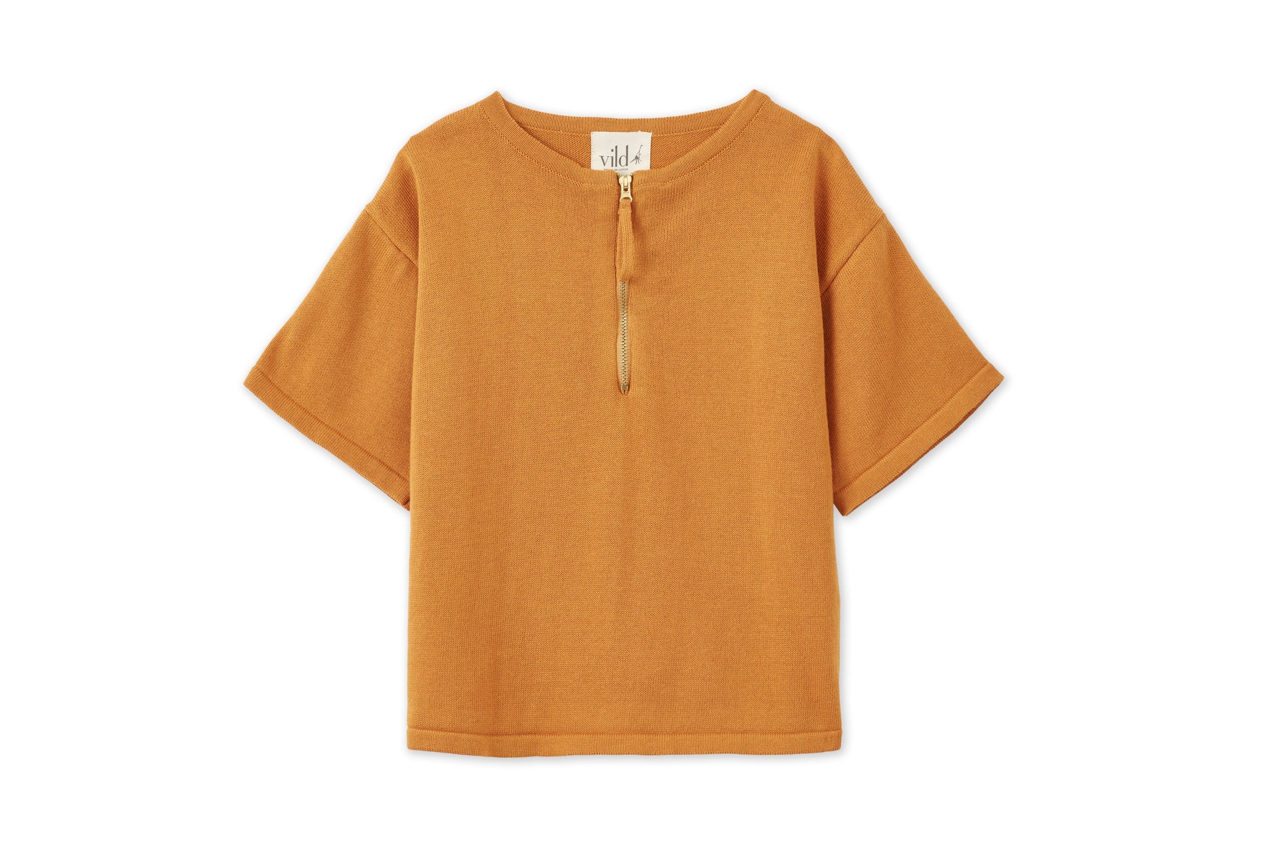 Unisex | Organic Cotton Knit Kimono Shirt | Dark Ochre