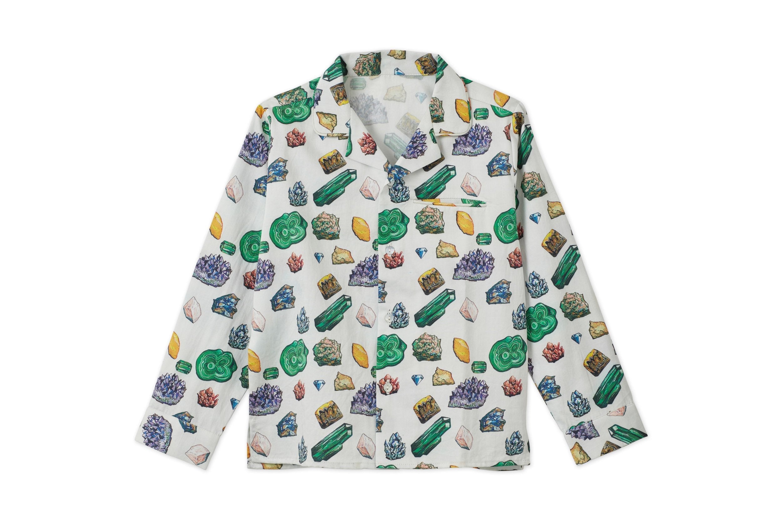 Unisex | Organic Cotton Long Sleeve Woven Collared Shirt | Vild Lab No. 12 - Earth Rocks! Print