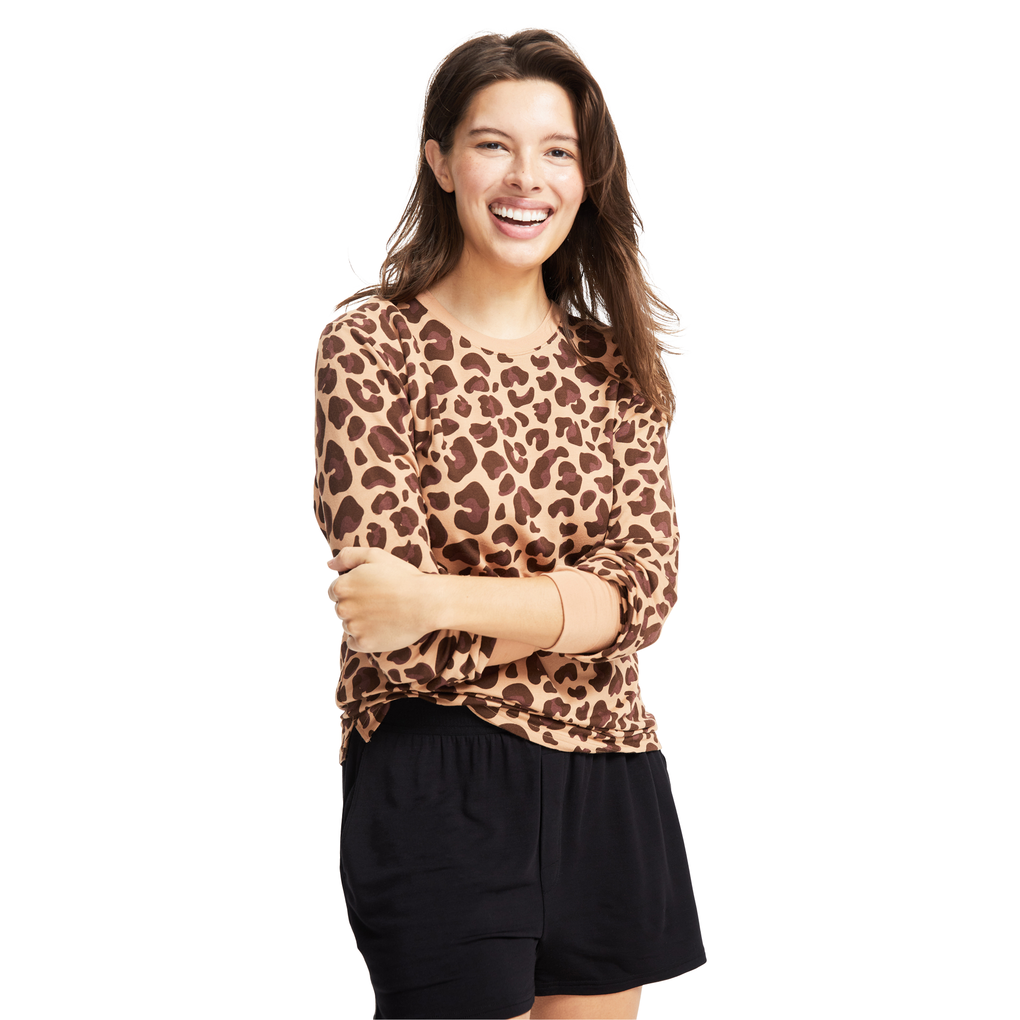 Ultra-Soft French Terry Long-Sleeve Tee | Leopard