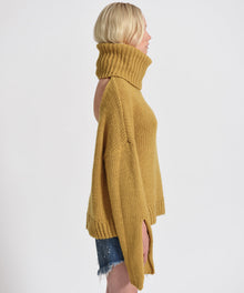 Winona Keyhole Roll Neck Sweater | Mustard