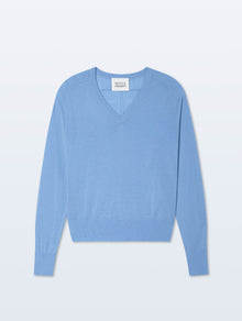 Sueprfine Merino Wool V Neck | Blue Horizon