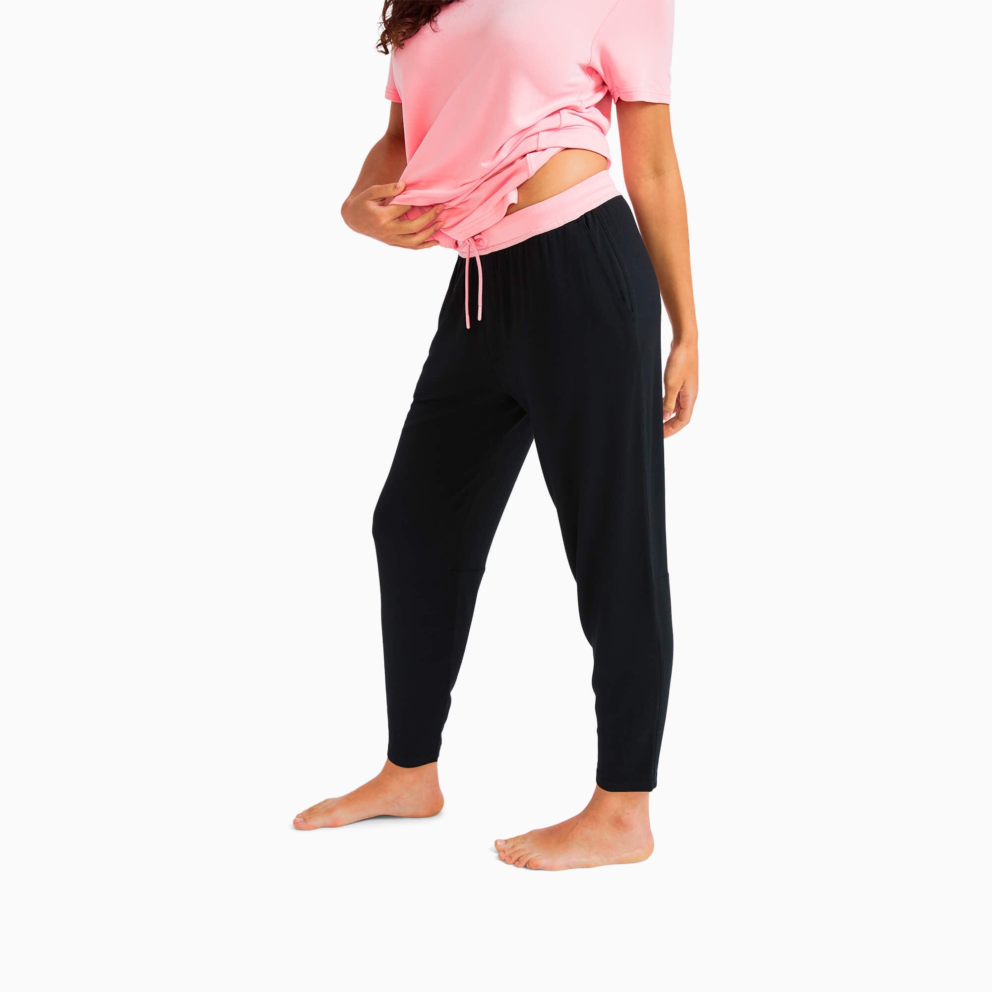 Modal French Terry Long House Shorts | Black/Flamingo