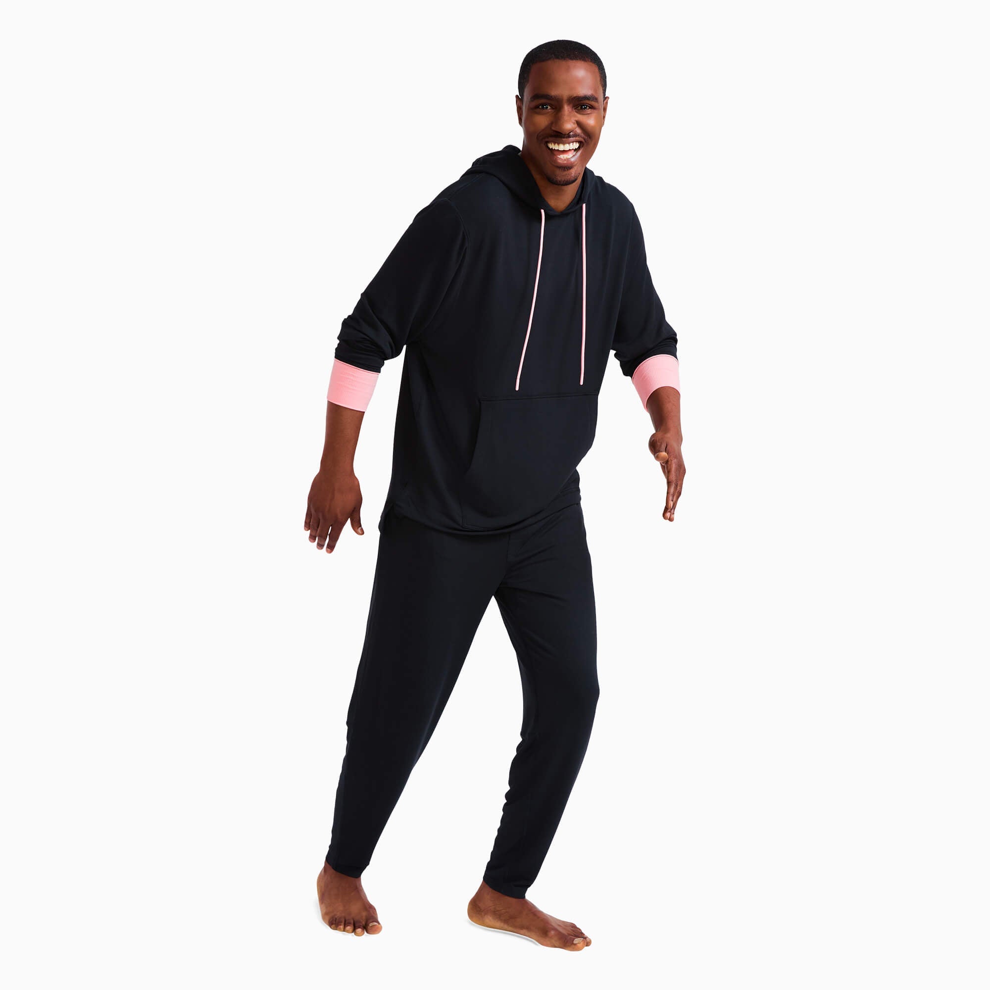 Modal French Terry Long House Shorts | Black/Flamingo