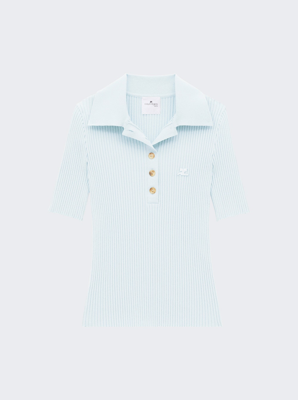 Women | Courrèges | Rib Knit Polo Top Iceberg | White