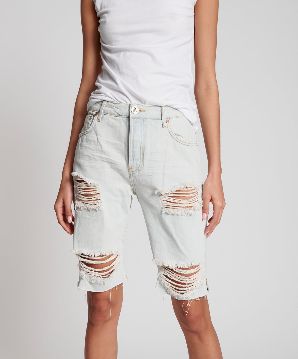 Truckers Mid Waist Long-Length Relaxed Denim Shorts | Brando