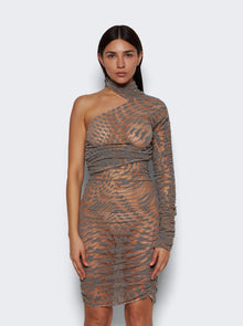Women | Mugler | Star Print Mini Dress | Nude 01 & Graphite