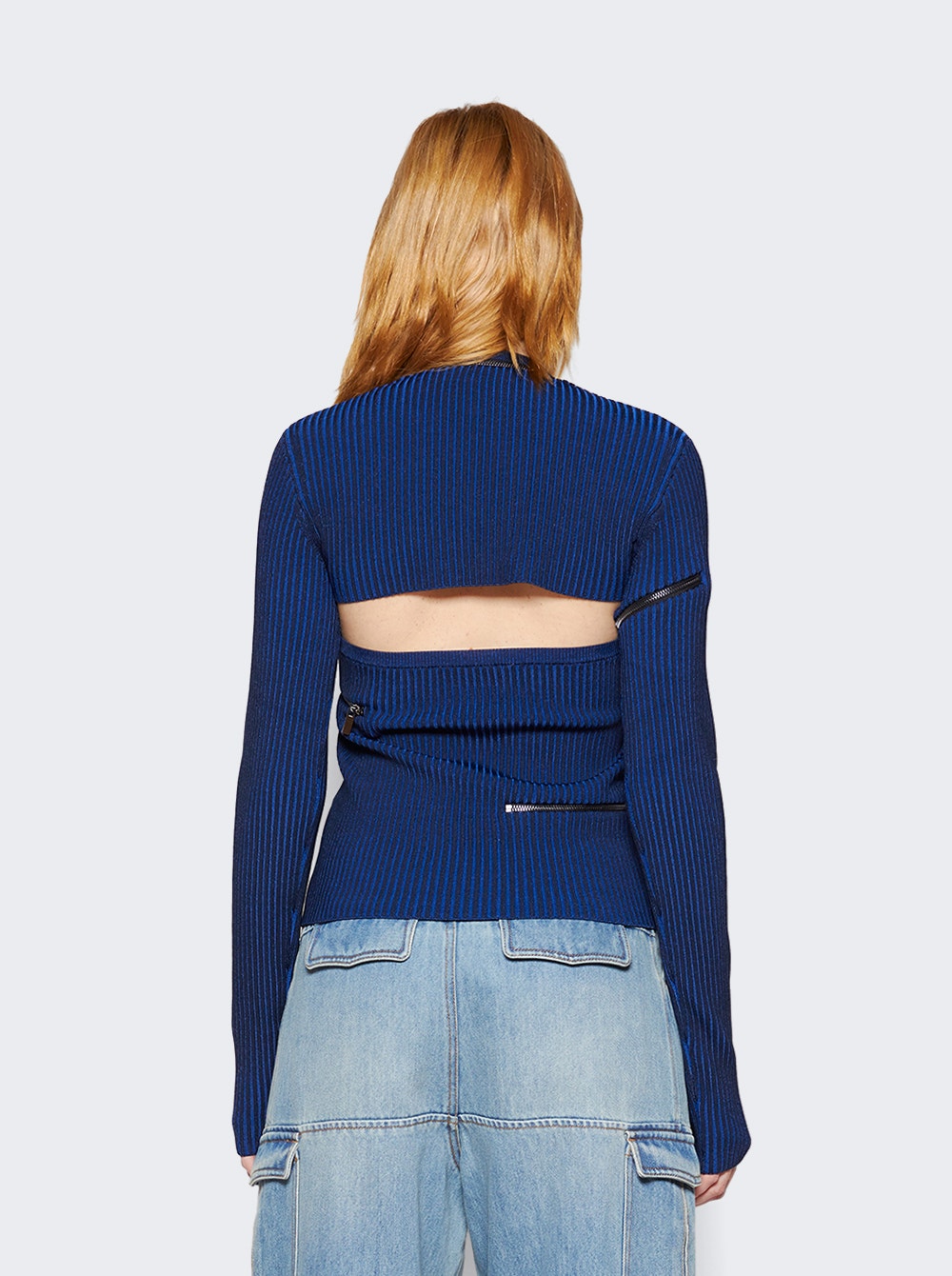 Women | Christopher Esber | Revaler Zipper Long Sleeve Knit Top | Prussian Blue