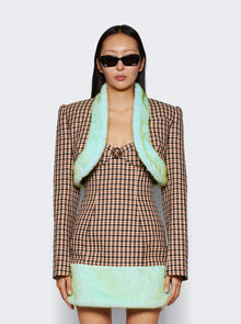 Women | AREA | Faux Fur Trim Cropped Blazer | Caramel