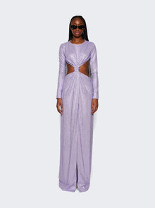 Women | AREA | Crystal Embellished Front Knot Gown Lilac | Purple