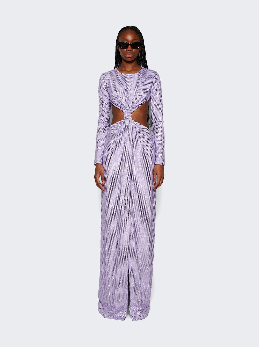 Women | AREA | Crystal Embellished Front Knot Gown Lilac | Purple