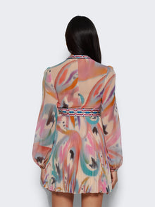 Women | Etro | Pleated Long Sleeve Mini Dress | Butterfly Wing Print