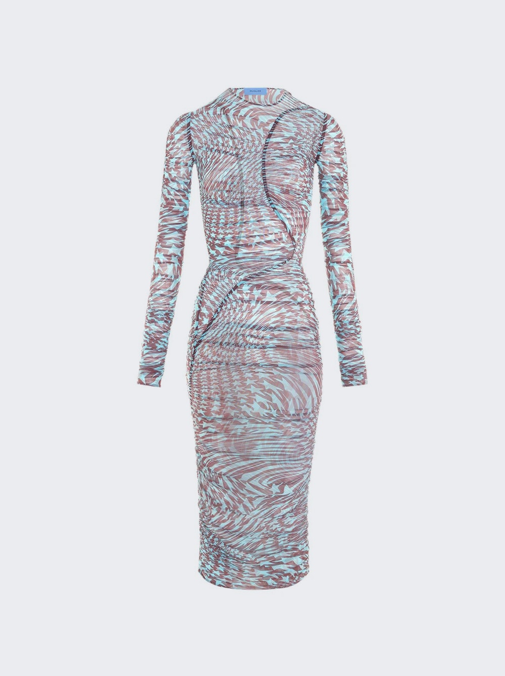 Women | Mugler | Printed Star Mesh Dress | Cherry & Turquoise
