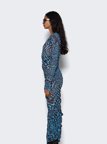 Women | Mugler | Printed Star Mesh Dress | Cherry & Turquoise