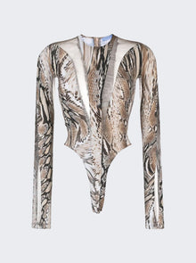 Women | Mugler | Illusion Bodysuit | Warped Snake Roccia