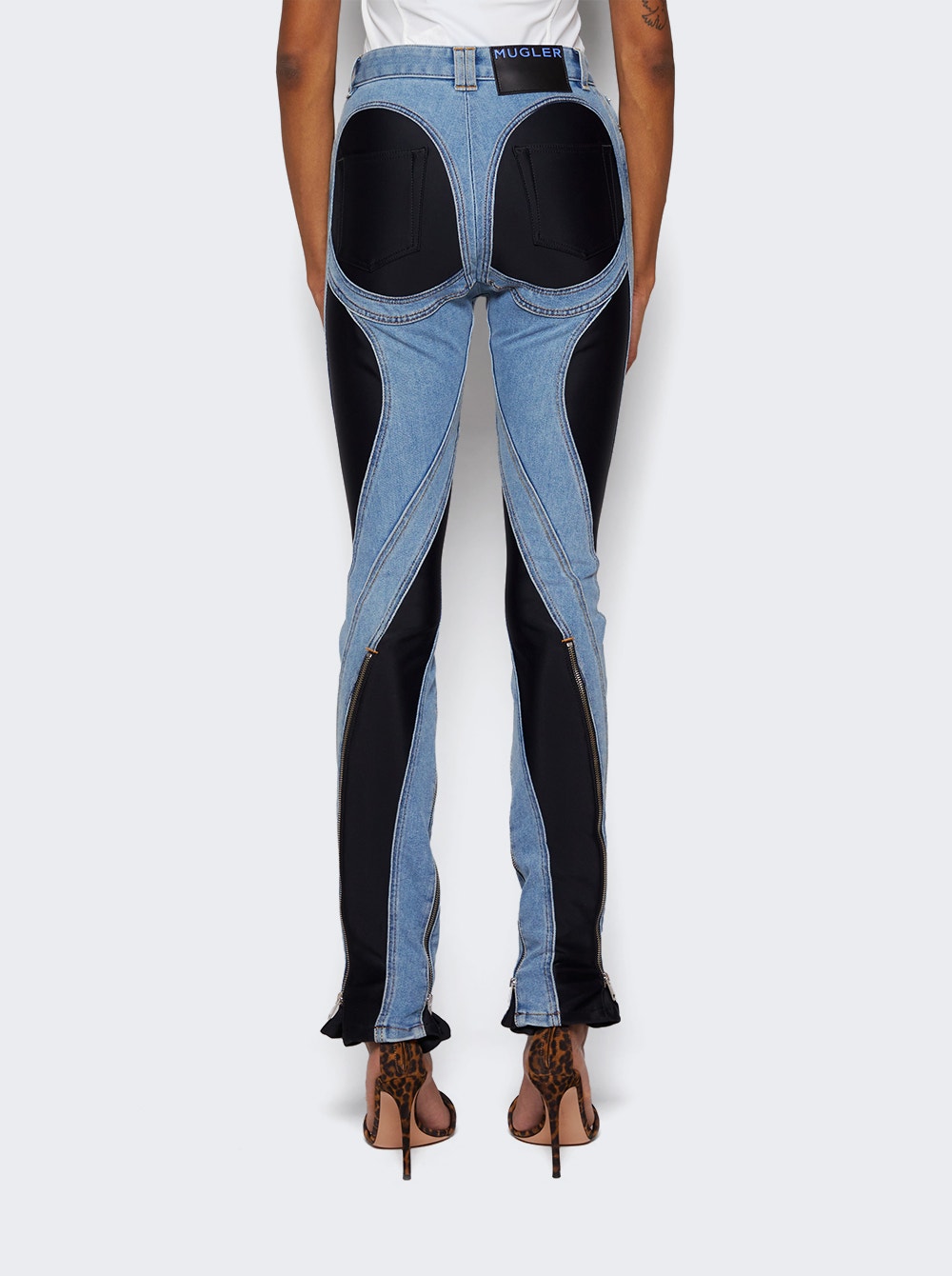 Women | Mugler | Spiral Slit Hem Jeans | Medium Blue