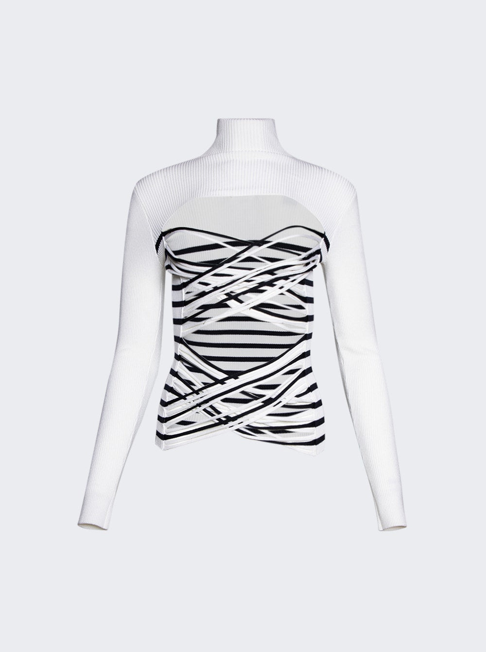 Women | Jean Paul Gaultier | Mariniere Laceree Long Sleeve Top And Navy | White