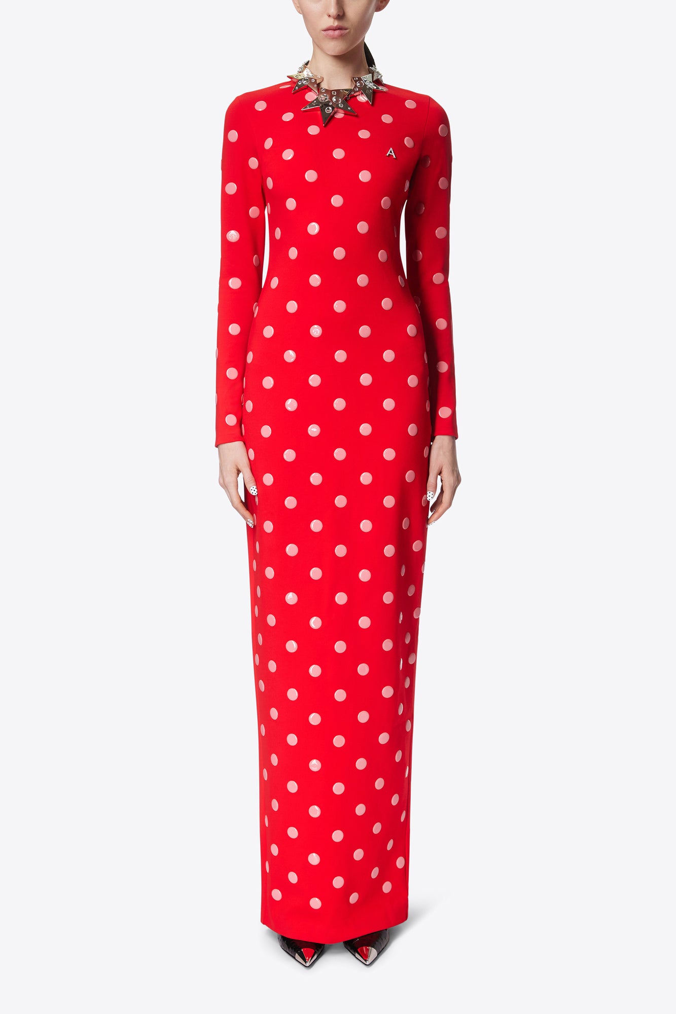 Polka Dot Long Sleeve Gown | Scarlet