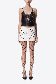 Studded Polka Dot Leather Top | Black