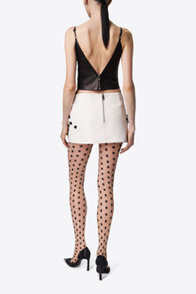 Studded Polka Dot Leather Top | Black
