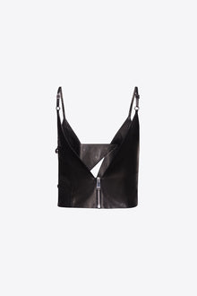 Studded Polka Dot Leather Top | Black