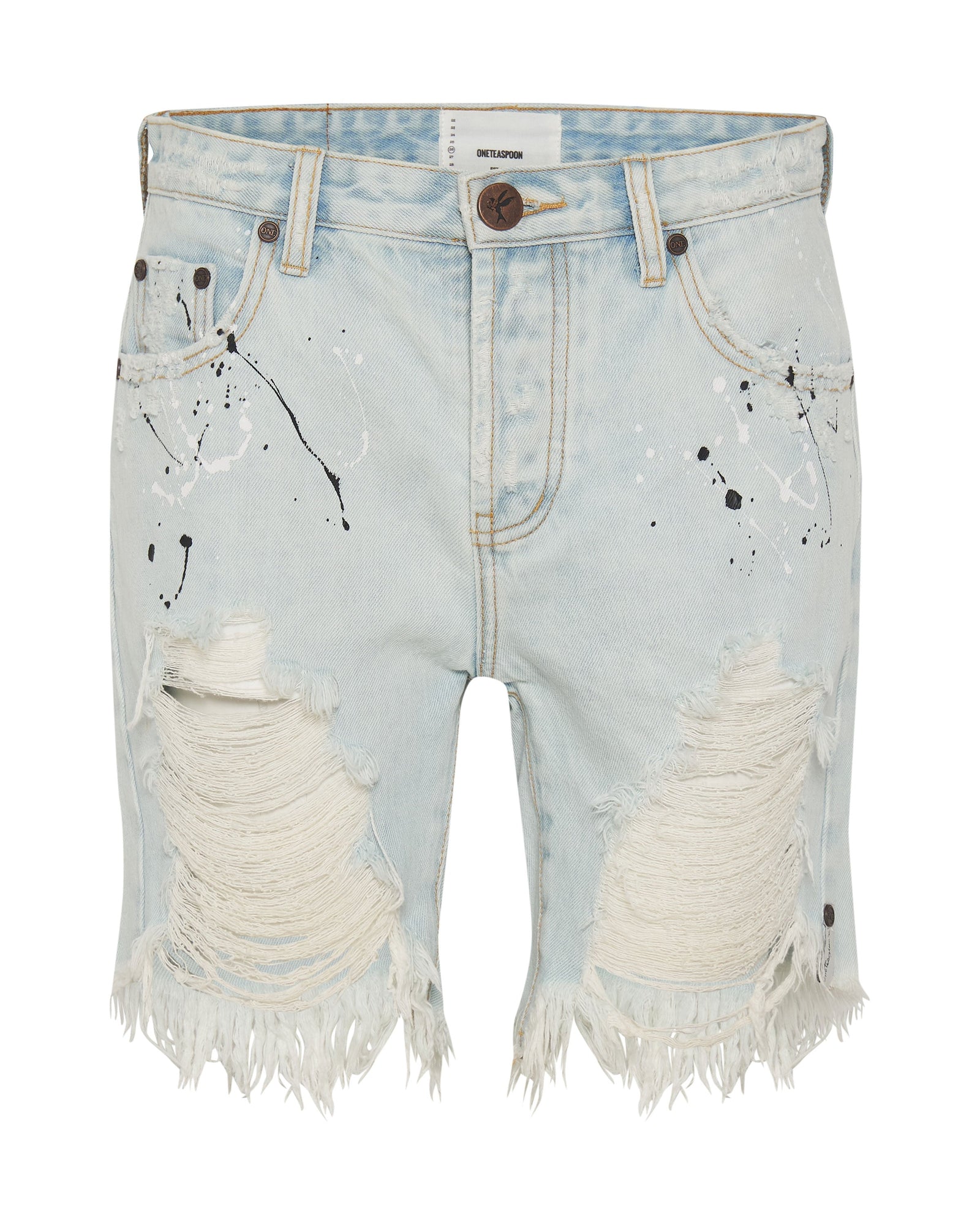 Stevies Low Waist Waist Long Length Boyfriend Denim Shorts | Florence Painted