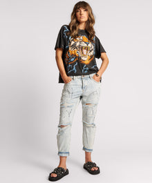 Saints Low Waist Boyfriend Denim Jeans | Florence Painted