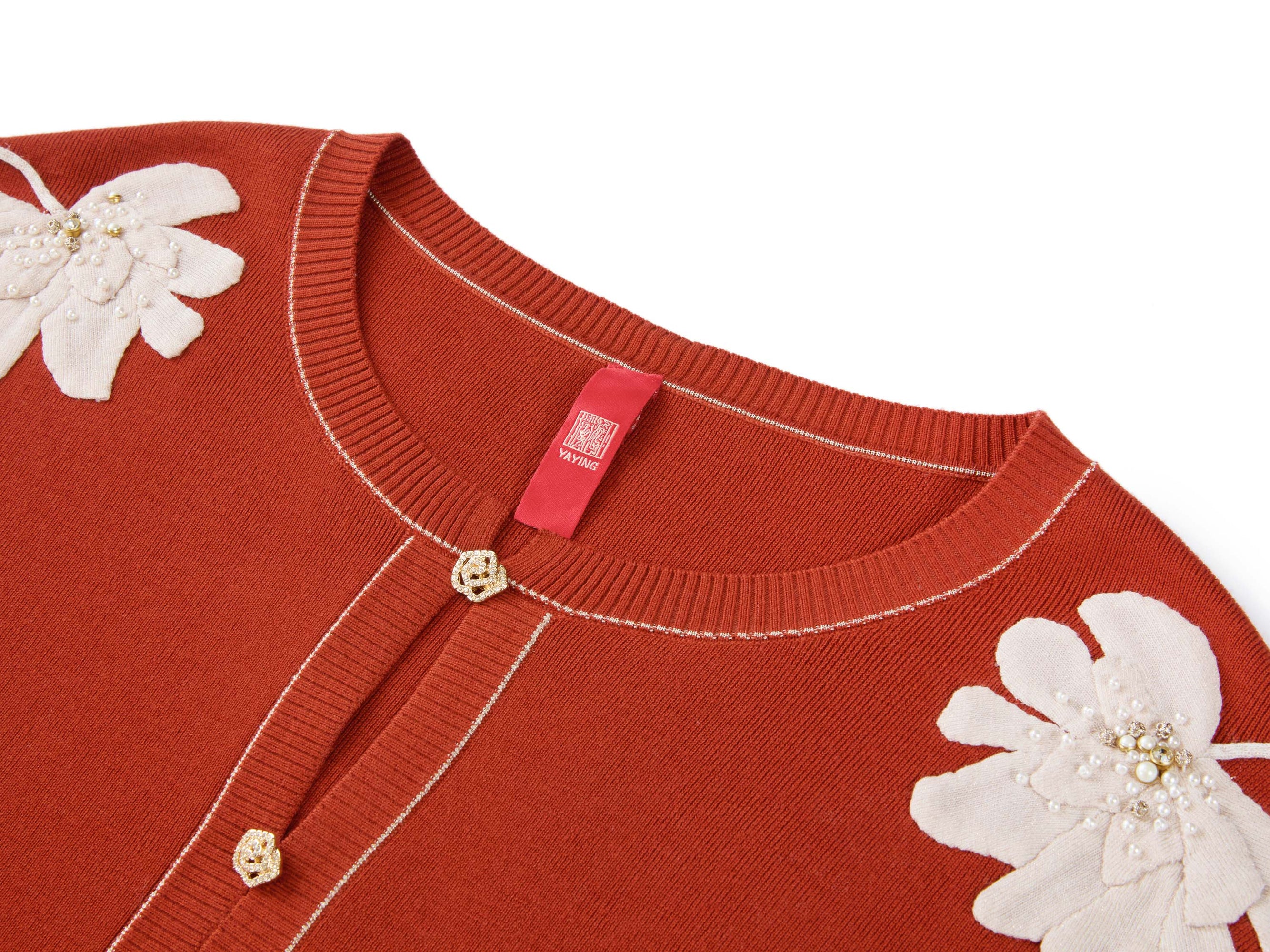 Wool Embroidered Sweater | Orange