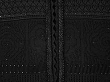 Jacquard Round Neck Cardigan | Black