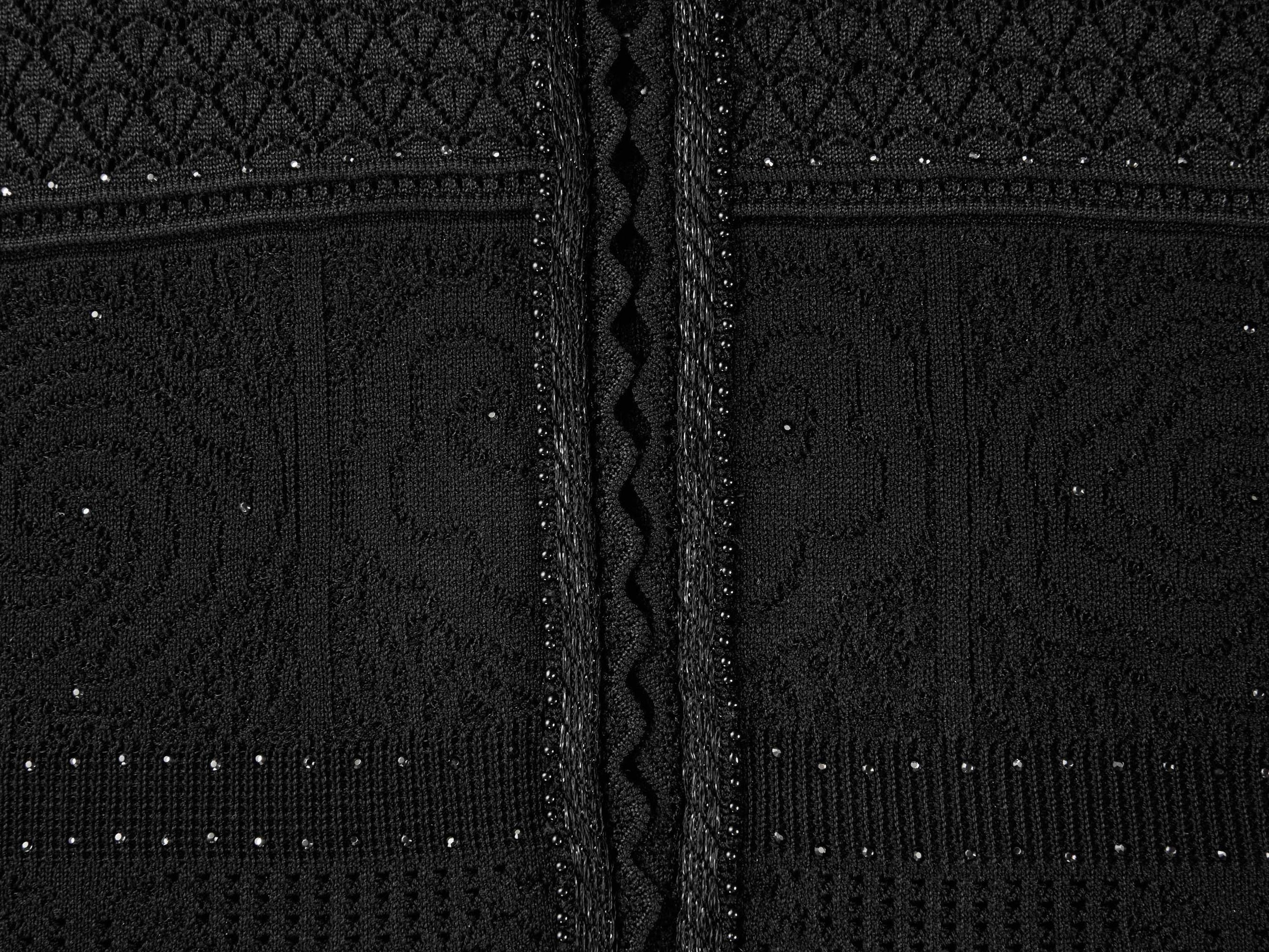 Jacquard Round Neck Cardigan | Black
