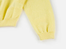Linen Blended Round Neck Knit Cardigan | Yellow