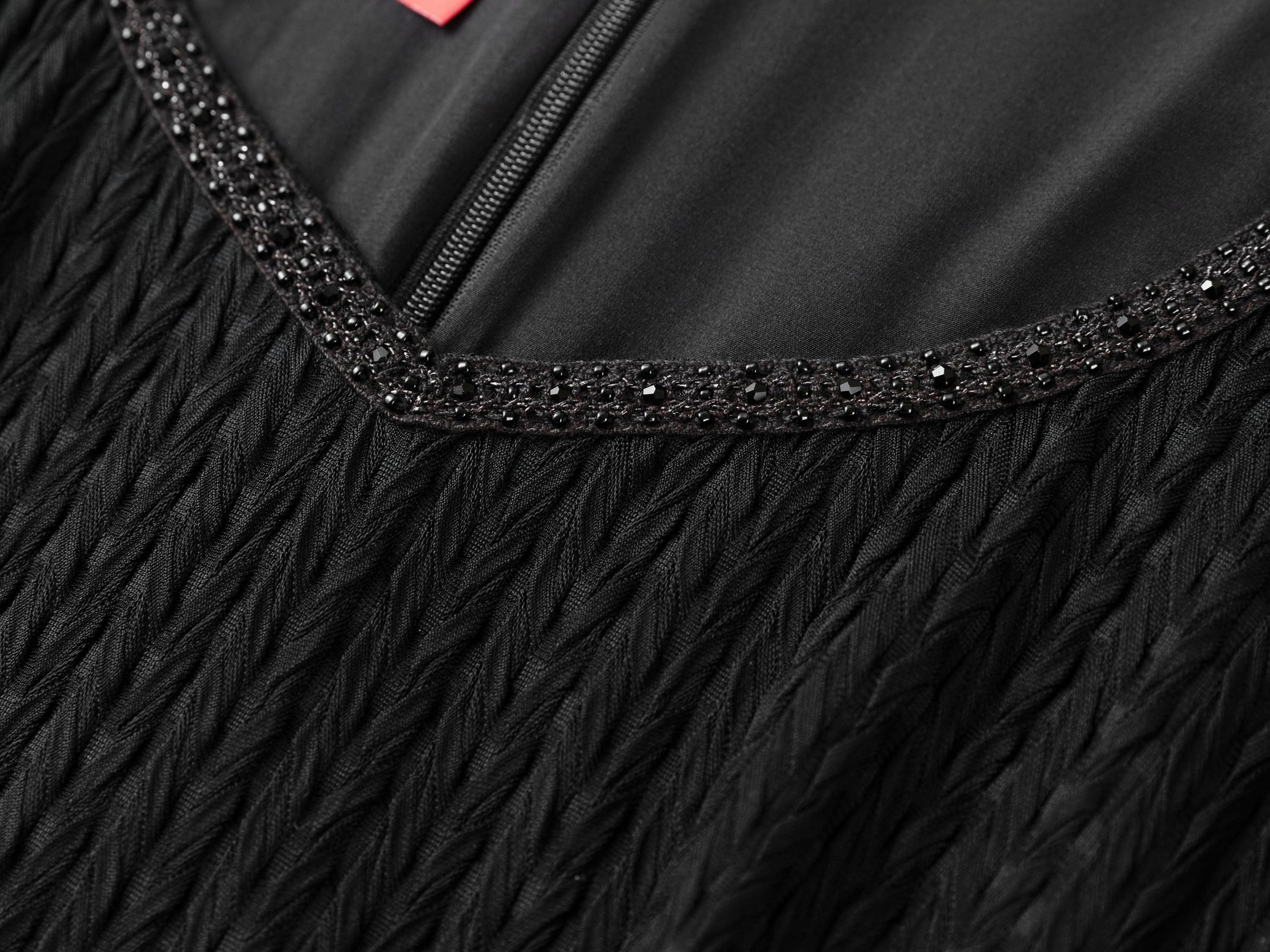 Acetate Skirt Waist-Defining Sleeveless Dress | Black