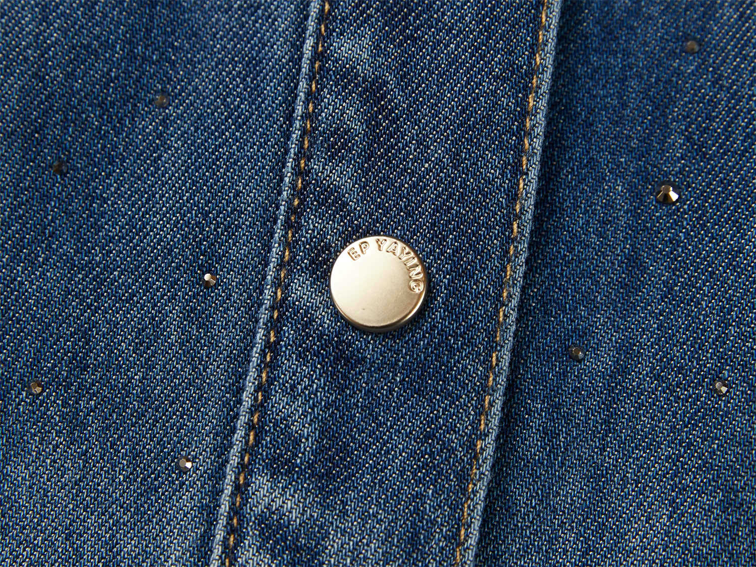 Rhinestone Embellished Denim Shirt | Navy
